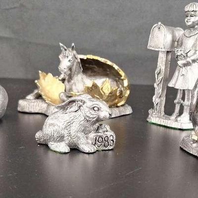 Michael Ricker Pewter Statues - 1985 Heather & Heidi - 1983 Lynn Bunny - 1985 Two Much 