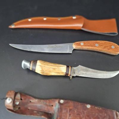 2 Pocket Knifes Sea King - Original Buffalo Skinner - Boge Brand Solingen Germany 