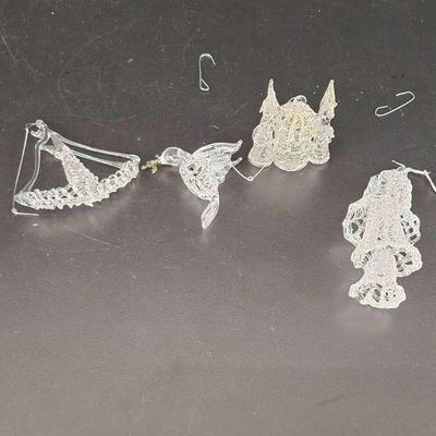 Pretty Lot of 7 Silverstri Glass Ornaments 1990's -Brandford Glass Ornament 