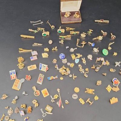 Large Lot of Men's Tie Pins -Cuff Links - Including Avon Cuff Links