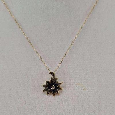 14K Diamond Pendant with 10K Chain