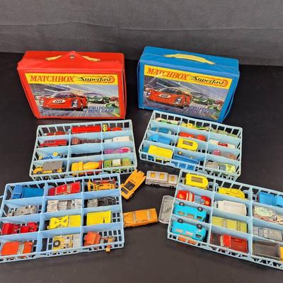 Large Lot of Hot Wheels - Matchbox Cars with Cases 