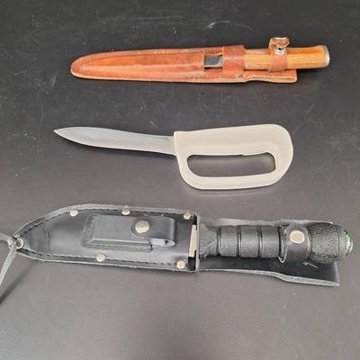 Vintage 1980's Stainless Steel Survival 420 Pocket Knife with Stone -Tiawan - Sharp Custom Knife