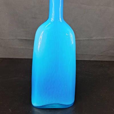 Beautiful Blue Frosted Glass Vase with White Interior -  ?Murano/Blenko/Otto Brauer