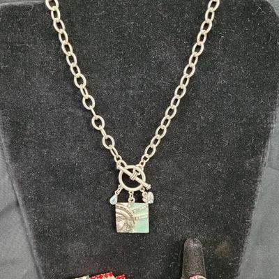 Kirks Folly Liberty Choker, Flag Pin, & Sterling Ring
