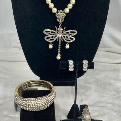 KGS Heidi Daus Rhinestone Dragonfly Necklace  And More