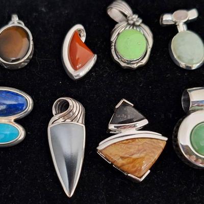 8 Vintage Sterling Silver Pendants