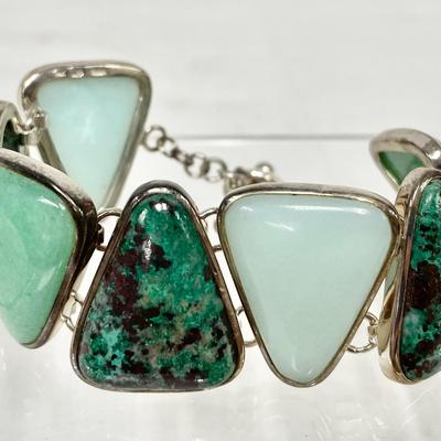 Sterling Alternating Gemstone Link Bracelet