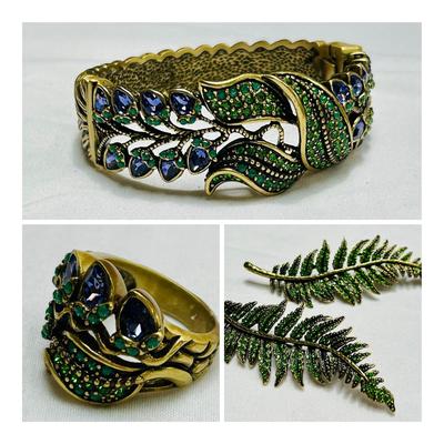 Heidi Daus Enchanting Wisteria Bracelet & Ring, Maiden Fern Pins