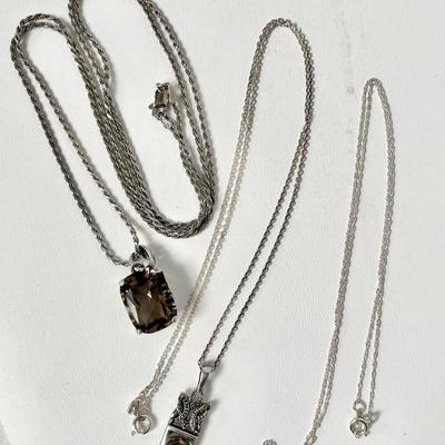 Sterling Silver, Smokey Quartz & Abalone Shell Necklaces