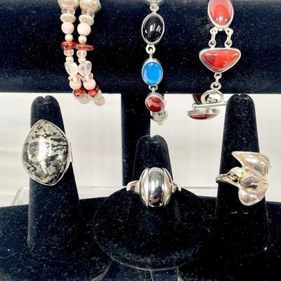 Sterling Silver & Natural Gemstone Rings & Bracelets 
