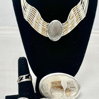 Stunning Cherokee Choker & Sterling Silver Jewelry 