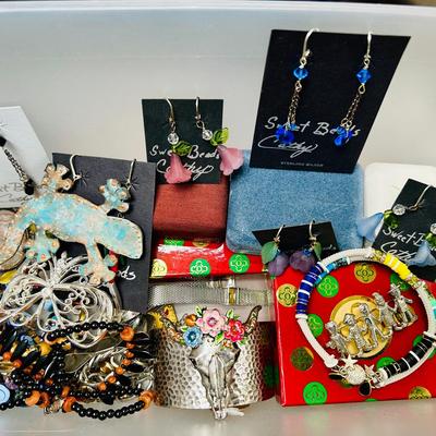 Bin of Costume / Sterling / NIB Jewelry