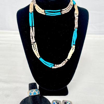 Sterling Necklace, Ring & Earrings 