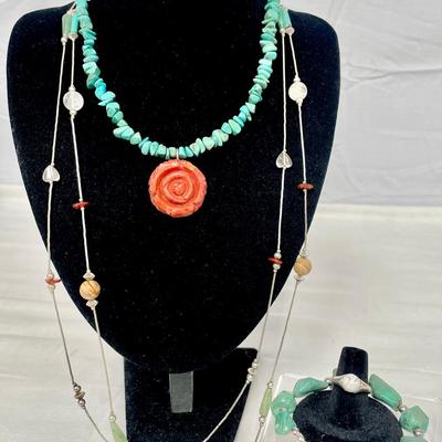 Liquid Silver & Polished Stone Necklace & More