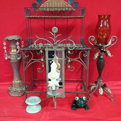 Wrought Metal Decor Collection w/Gilded Wooden Pedestal