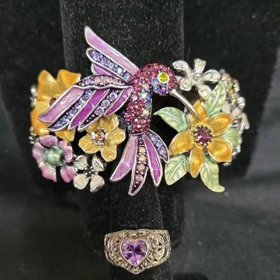 Kirks Folly Hummingbird Bracelet & Sterling Marcasite Ring