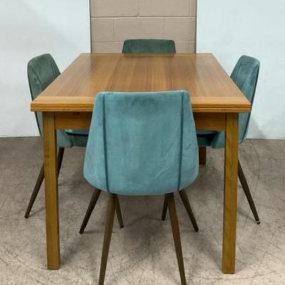 Danish Dining Table W/ Velour Chairs