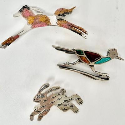 Sterling Silver Animal Brooch Pins 