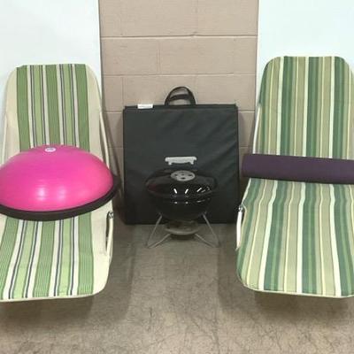 Two Sling Tri-fold Banana Chairs, Weber Mini Grill, & More