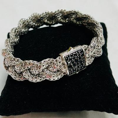 Stunning Sterling JOHN HARDY Braided Black Sapphire Bracelet