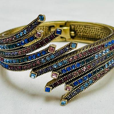 Heidi Daus Multicolor Crystal Cascade Design Hinged Bracelet