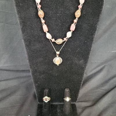 Sterling with Pink & Red Stones