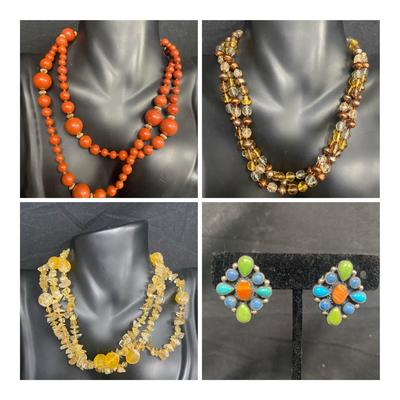 Costume Jewelry:  Colorful Beaded Necklaces, Earrings