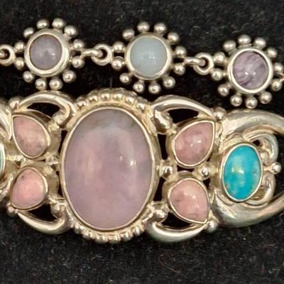 Sterling Silver 925 Carolyn Pollack Cuff Bracelet, 925 Tennis Bracelet, And 3 Sterling Silver Rings