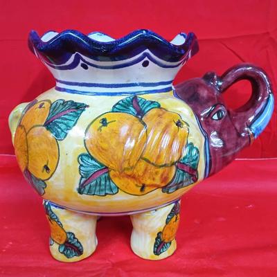 Large Talavera Fruit and Floral Elephant Planter
