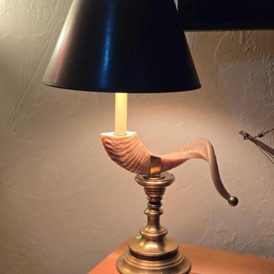 Pr. Chapman Brass Table Lamps w/ Rams Horn