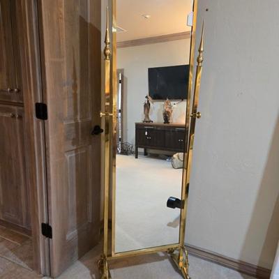 MCM Glo Mar Art Works Brass Cheval Mirror