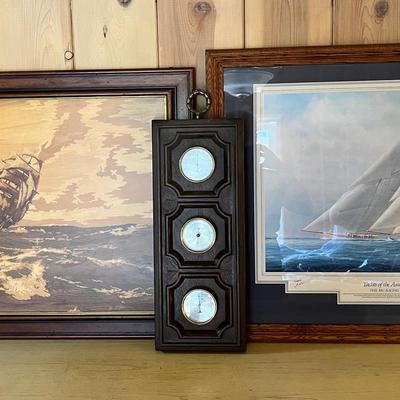 Framed Boat Prints And Gauges