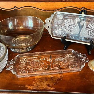 Cut Glass Serving Bowls, Trays & Candle Holders