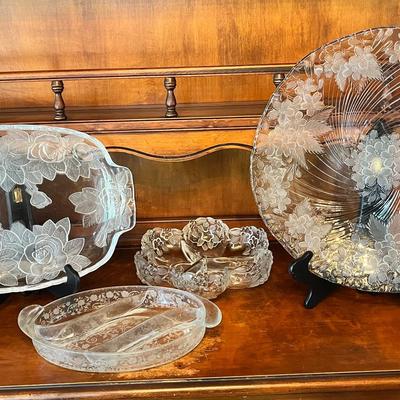 Etched Glass Serving Platters