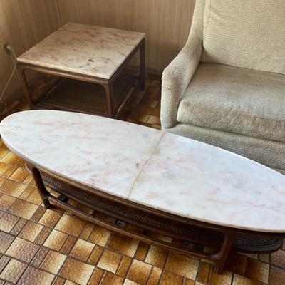 Pink Marble Stone Coffee Table & Side Table 