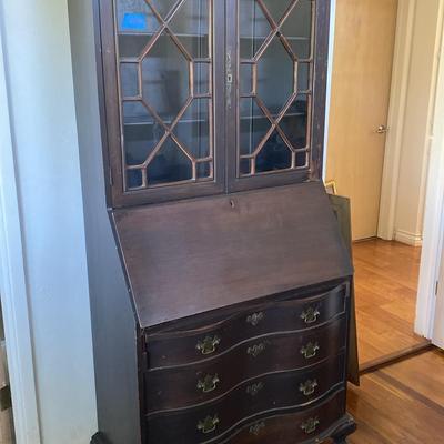 Antique Serpentine Secretary Desk 
