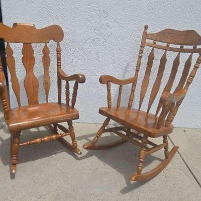 Ct318 2 wooden rocking chairs hand made and numbered