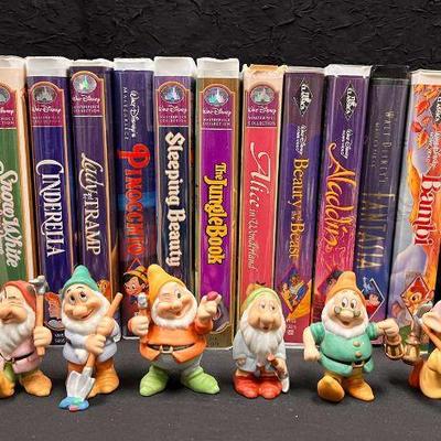 Ct492 disney figurines and vhs tapes