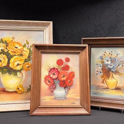 Ct301 vintage floral oil paintings