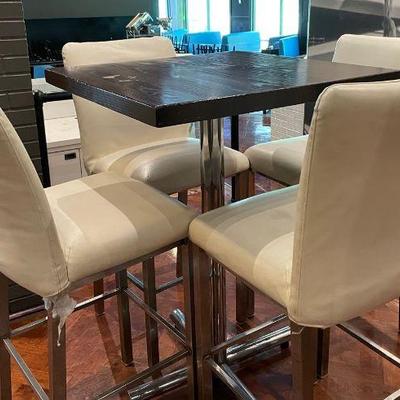 DBB026 - Four Bar Stools With Wooden Table 