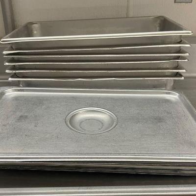 DBB399 - (6) Stainless Steel 21” Long Service Pans With Lids 