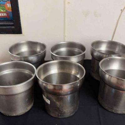 DBB384 Six Stainless Steel Inset Pans With Lids 9 In