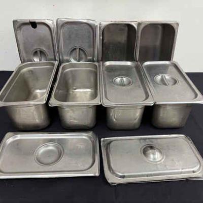 DBB452 Eight Stainless Steel 13” Long Service Pans With Lids