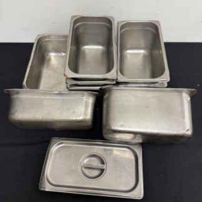 DBB455 Nine Stainless Steel 13” Long Service Pans with a Lid