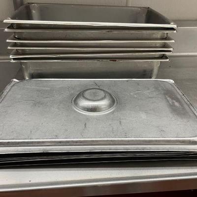 DBB398 - (6) Stainless Steel 21” Long Service Pans With Lids 