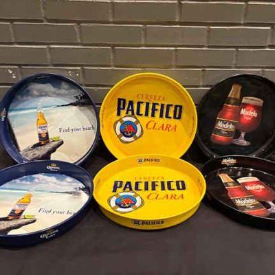 DBB145 Set of 6 Assorted Beer Serving Trays - Pacifico, Corona, Modelo