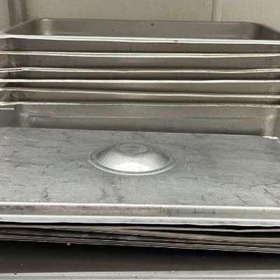 DBB393 - (6) Stainless Steel 21” Long Service Pans With Lids 