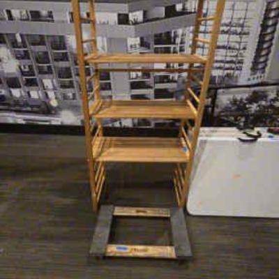 DBB745 Wood Shelf Rack, Wood Dolly Cart