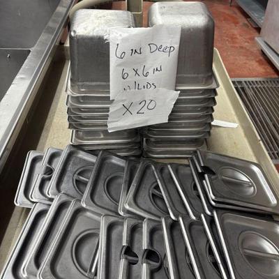 DBB465 Lot Twenty(20) Stainless Steel 6”Service Pans With Lids